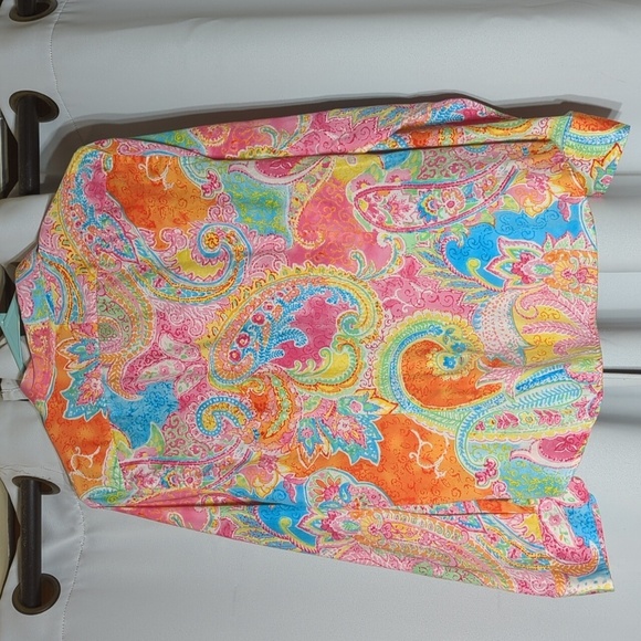 Chaps Paisley Print Multicolored Button Down Top Shirt Size Petite Ex-Large PXL - Picture 7 of 8